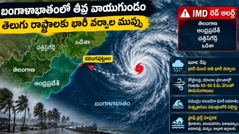 బంగాళాఖాతంలో తీవ్ర వాయుగుండం.. కళింగపట్నం సమీపంలో తీరం దాటే అవకాశం