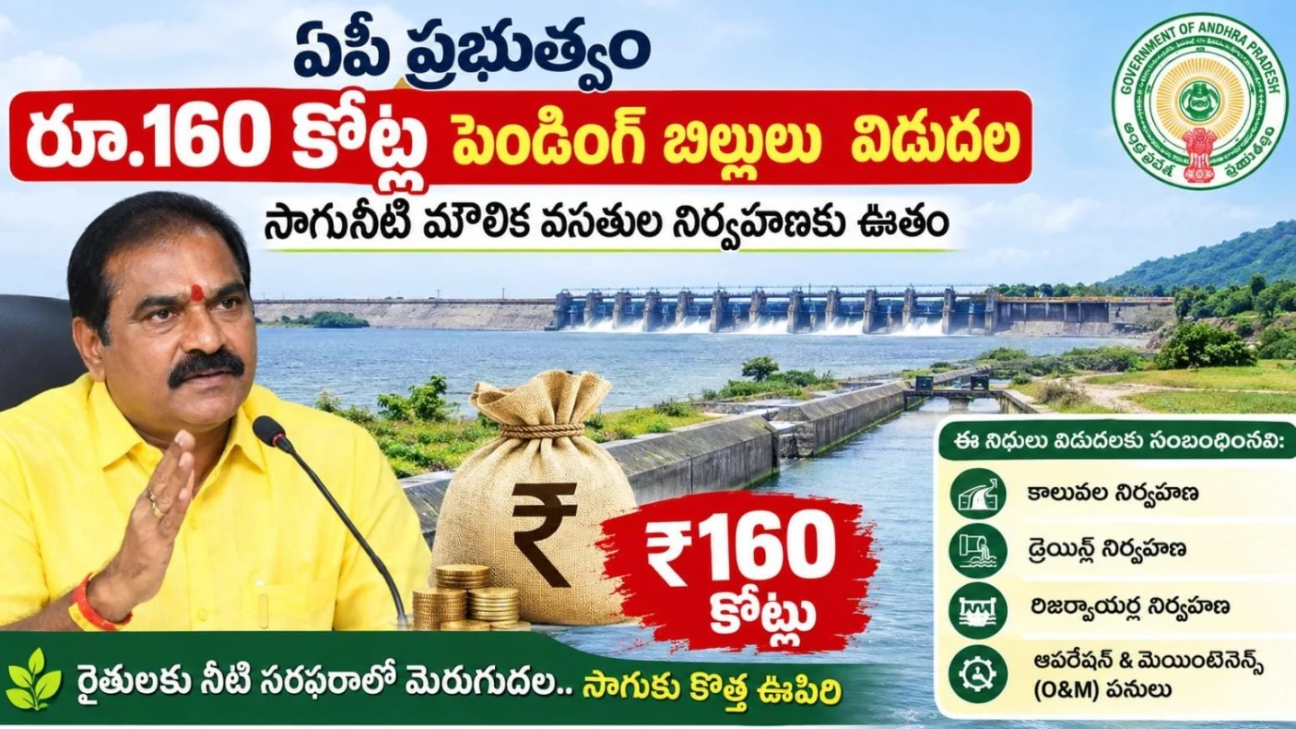 ఏపీ ప్రభుత్వం కీలక నిర్ణయం.. సాగునీటి ఓఅండ్‌ఎం పనులకు రూ.160 కోట్లు విడుదల.